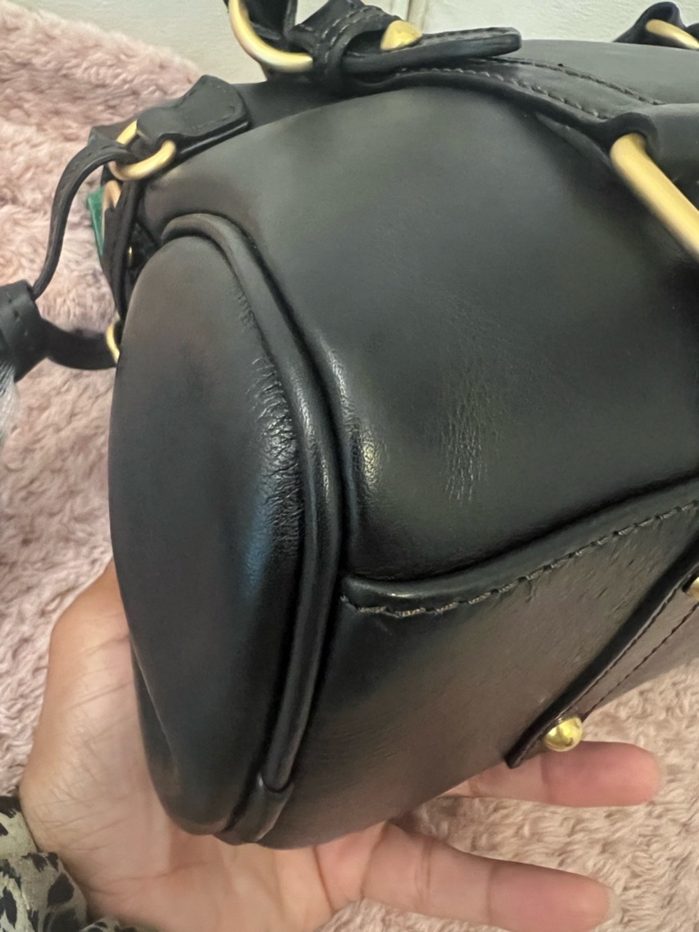Dooney & Bourke Black Florentine Leather Satchel with Gold Hardware - Picture 6 of 14